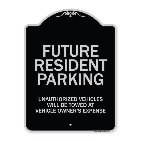 Designer Series-Unauthorized Vehicles Will Be Towed Black & Silver, 24" x 18", BS-1824-9746